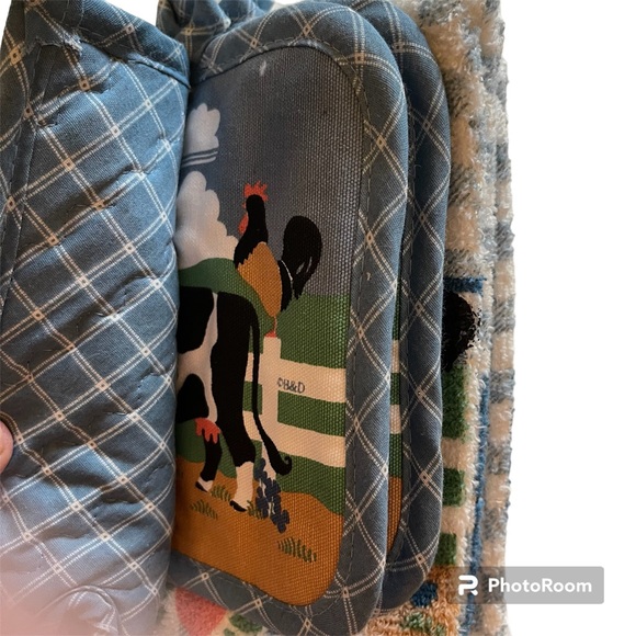 VTG 6 Pc Kitchen Starter Set - 3 Hand Towels, 2 Pot Holders, 1 Oven Mitt - NWT - Picture 4 of 4